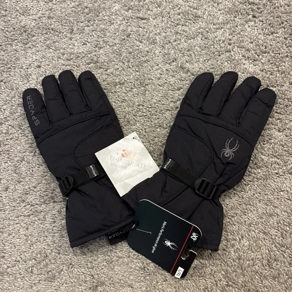 NEW Spyder Men's Shredder Insulated Ski Gloves, Size L/XL, Black, NWT Snowboard